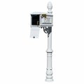 Lewiston Mailbox Locking Insert Post System with Ornate Base Pineapple Finial & 3 Cast Plates - White LMC-LKIT-703-WHT